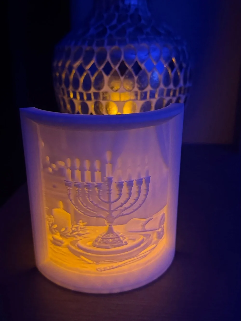Hanukkah Menorah Plastic LED Tealight Candle Holder Home Decor 5” Tall
